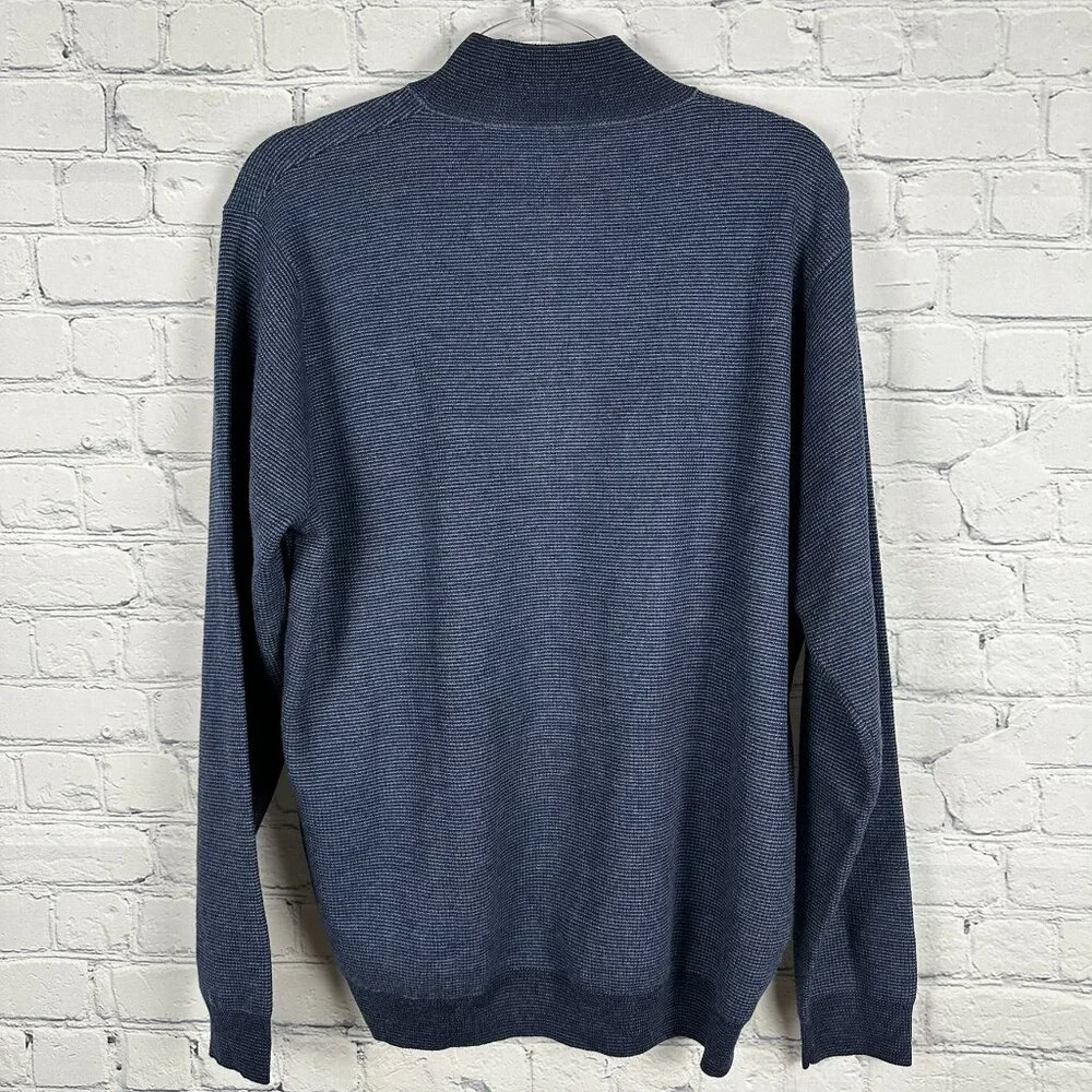 Peter Millar Men's West 1/4 Zip Merino Wool Pullover Sweater, Size Large, Blue